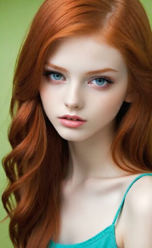 AI girl with red hair wallpaper