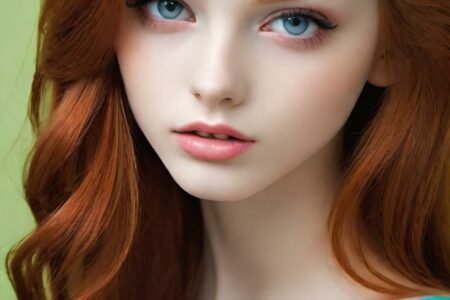 AI girl with red hair wallpaper