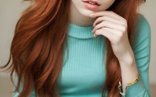 AI girl with red hair wallpaper