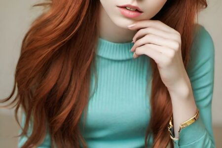 AI girl with red hair wallpaper
