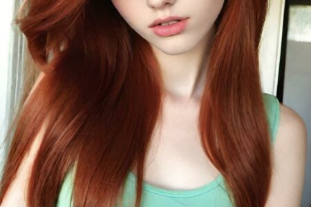 AI girl with red hair wallpaper