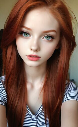 AI girl with red hair wallpaper