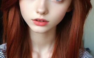 AI girl with red hair wallpaper