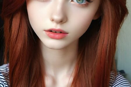 AI girl with red hair wallpaper