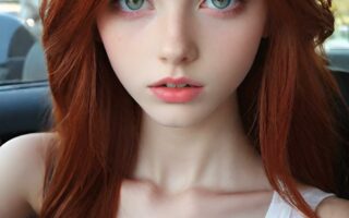 AI girl with red hair wallpaper