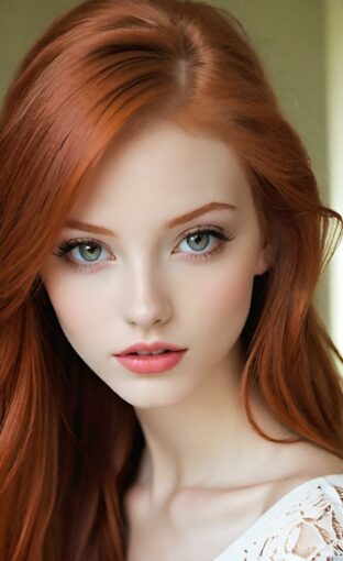 AI girl with red hair wallpaper
