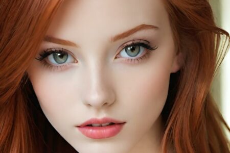 AI girl with red hair wallpaper