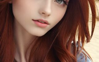 AI girl with red hair wallpaper