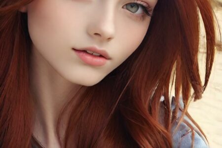 AI girl with red hair wallpaper