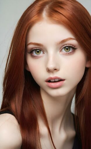 AI girl with red hair wallpaper