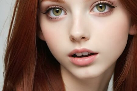 AI girl with red hair wallpaper