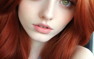 AI girl with red hair wallpaper