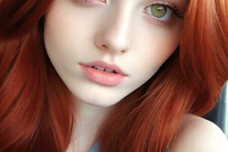 AI girl with red hair wallpaper