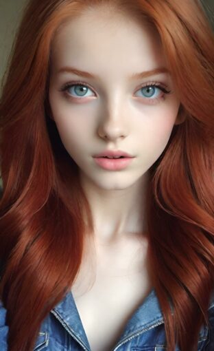AI girl with red hair wallpaper