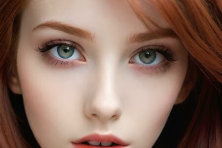AI girl with red hair wallpaper