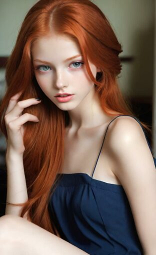 AI girl with red hair wallpaper