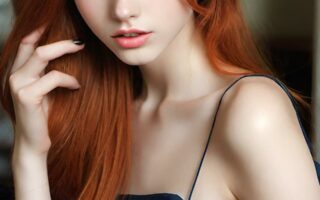 AI girl with red hair wallpaper