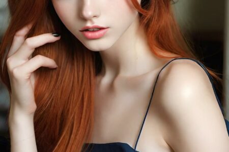 AI girl with red hair wallpaper