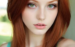 AI girl with red hair wallpaper