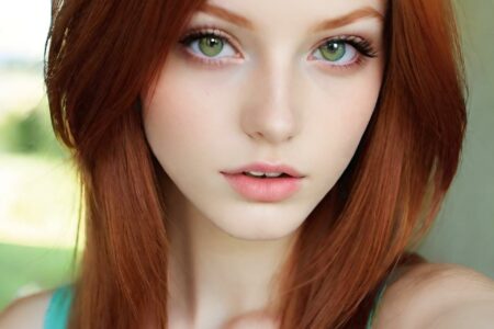 AI girl with red hair wallpaper