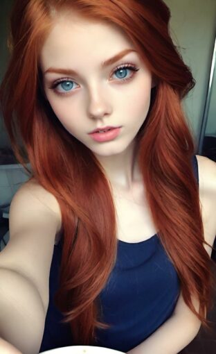 AI girl with red hair wallpaper