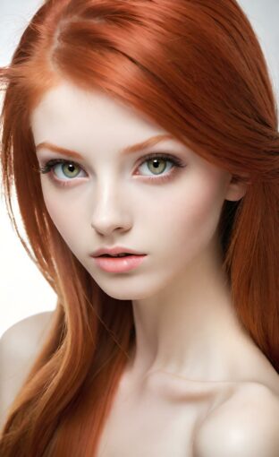 AI girl with red hair wallpaper