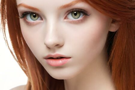 AI girl with red hair wallpaper