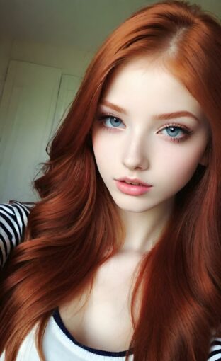 AI girl with red hair wallpaper