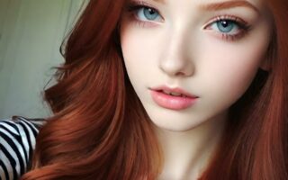 AI girl with red hair wallpaper