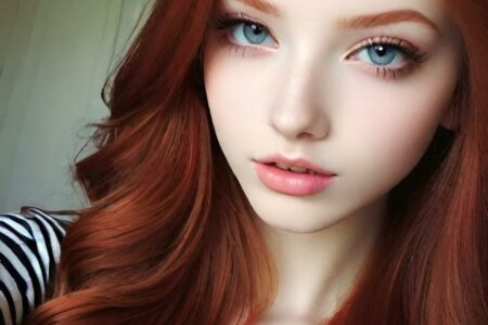 AI girl with red hair wallpaper
