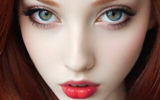 AI girl with red hair wallpaper