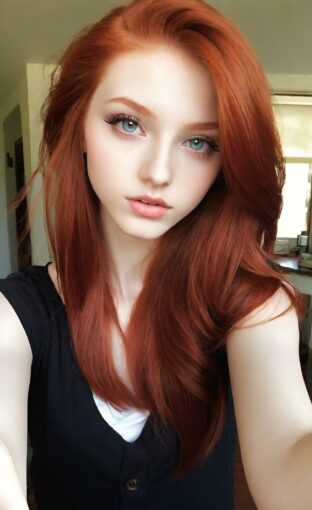AI girl with red hair wallpaper