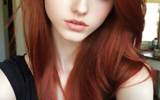 AI girl with red hair wallpaper