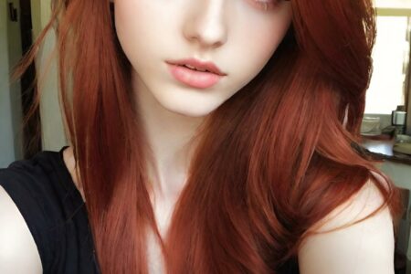 AI girl with red hair wallpaper