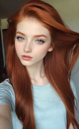AI girl with red hair wallpaper