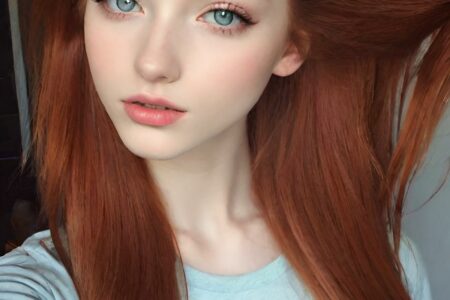AI girl with red hair wallpaper