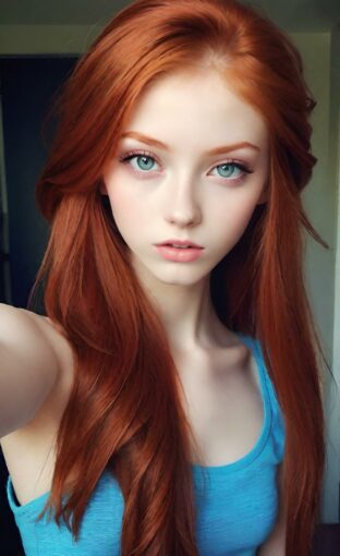 AI girl with red hair wallpaper