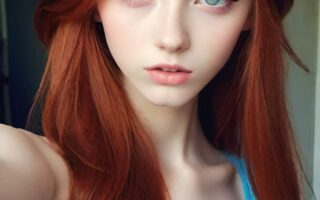 AI girl with red hair wallpaper