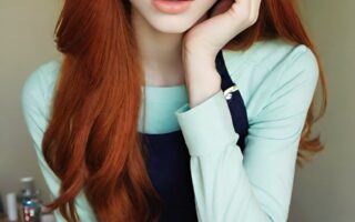 AI girl with red hair wallpaper