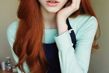 AI girl with red hair wallpaper