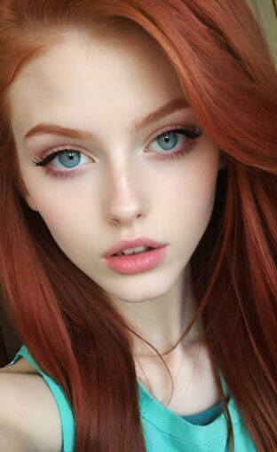 AI girl with red hair wallpaper