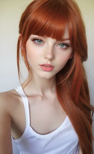 AI girl with red hair wallpaper