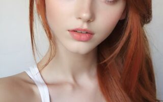 AI girl with red hair wallpaper