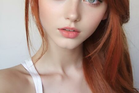 AI girl with red hair wallpaper