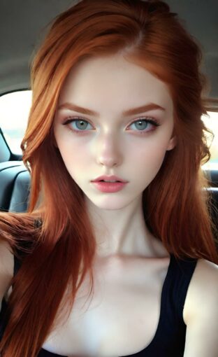 AI girl with red hair wallpaper