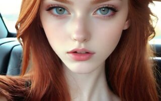 AI girl with red hair wallpaper