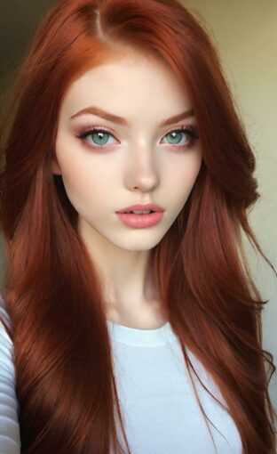 AI girl with red hair wallpaper