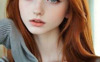 AI girl with red hair wallpaper