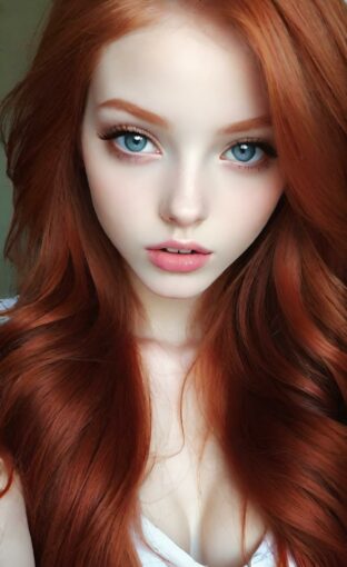 AI girl with red hair wallpaper