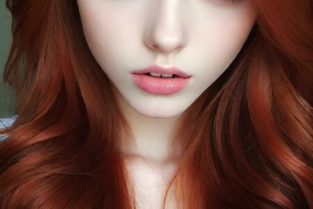 AI girl with red hair wallpaper